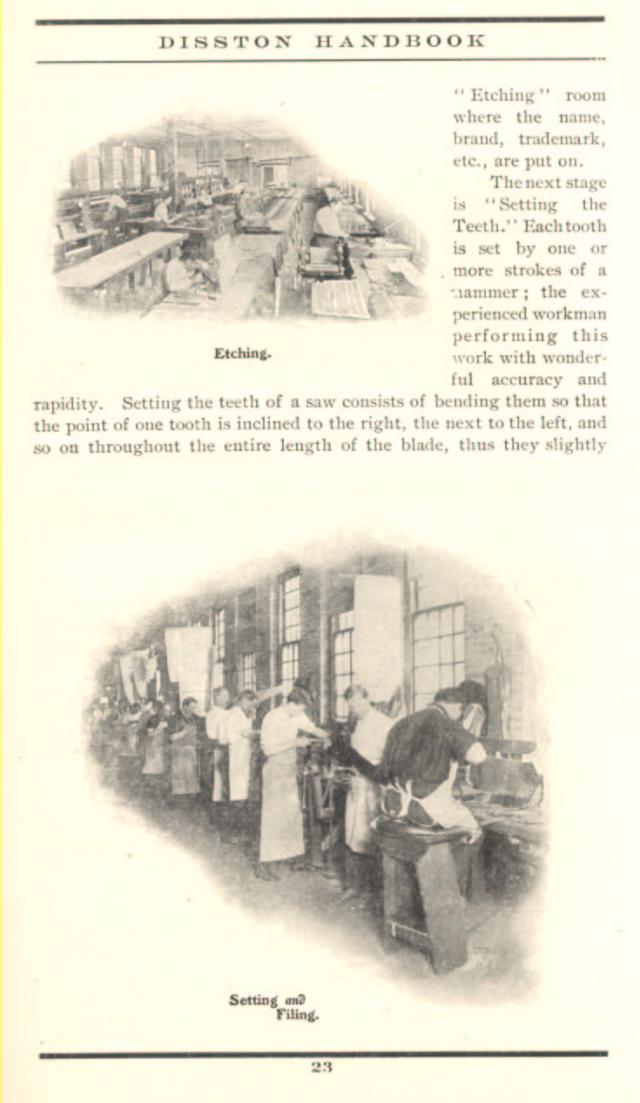 Disston Etching, Setting and Filing Process