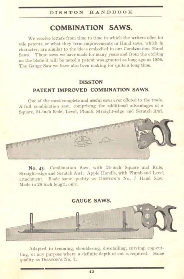 Disston 1912 Combination Saws