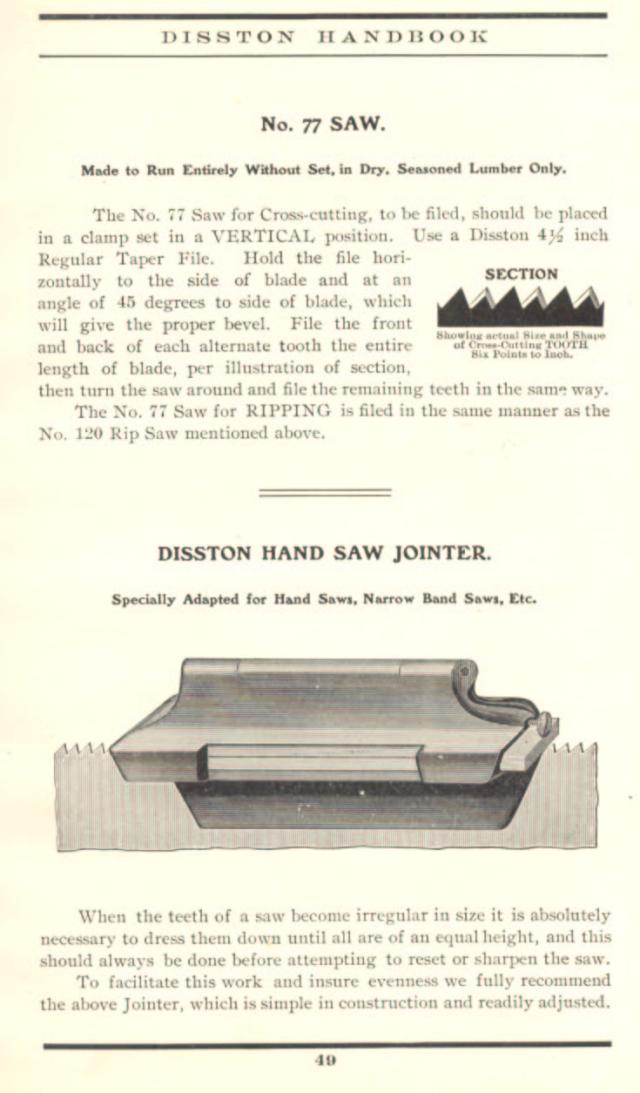 Disston No. 77 Saw & Hand Saw Jointer