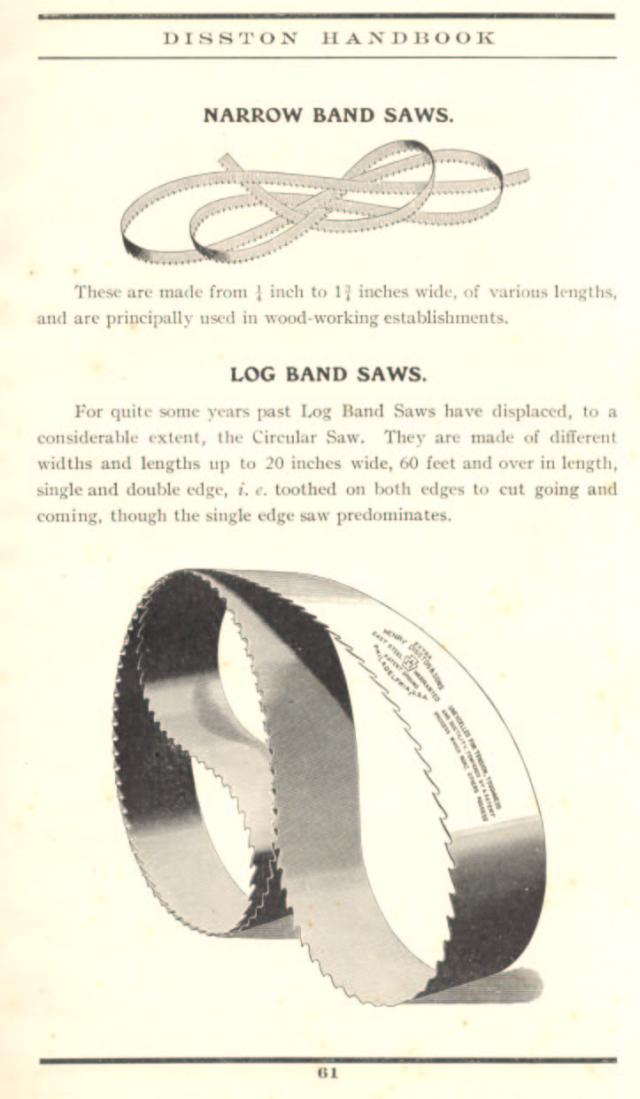 Disston Narrow and Log Band Saws 1912
