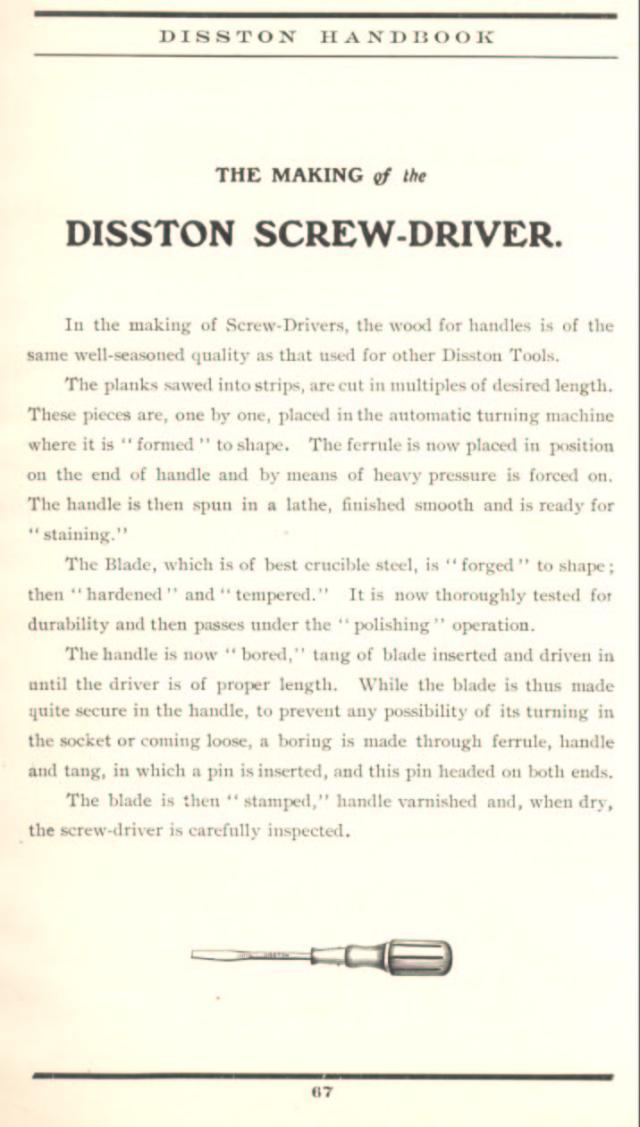1912 The Making of a Disston Screwdriver