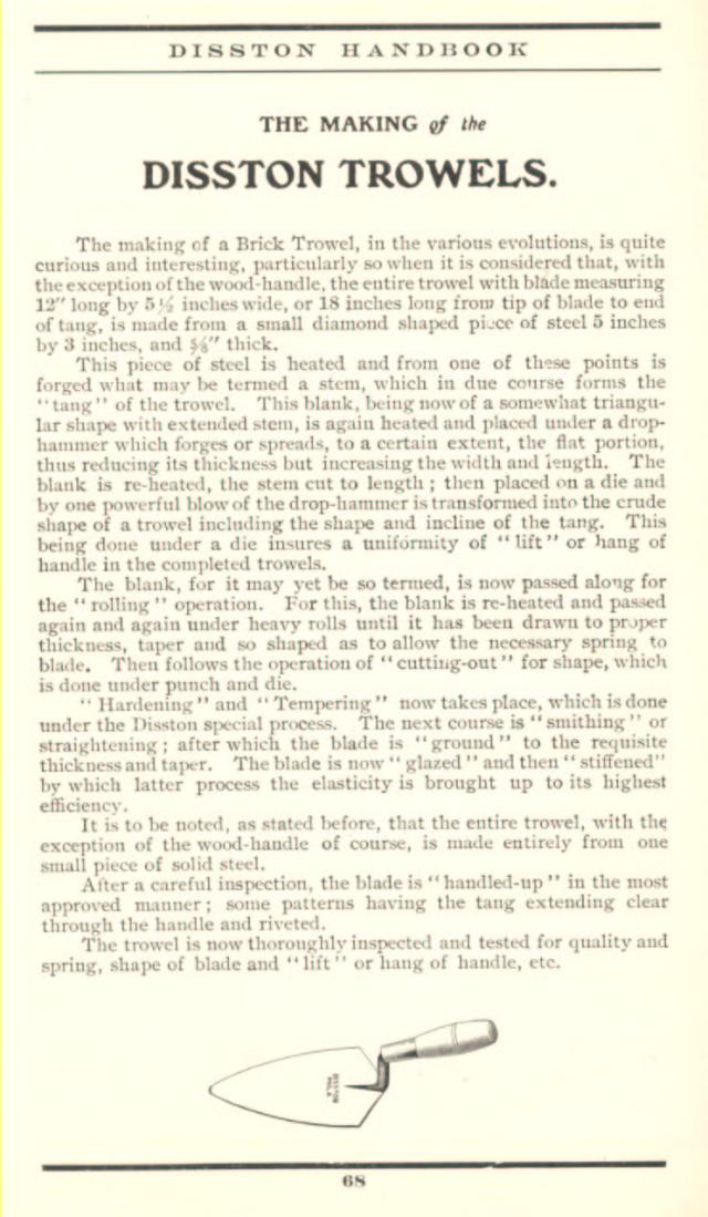 1912 The Making of the Disston Trowels