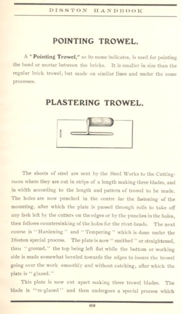1912 Disston Pointing and Plastering Trowel