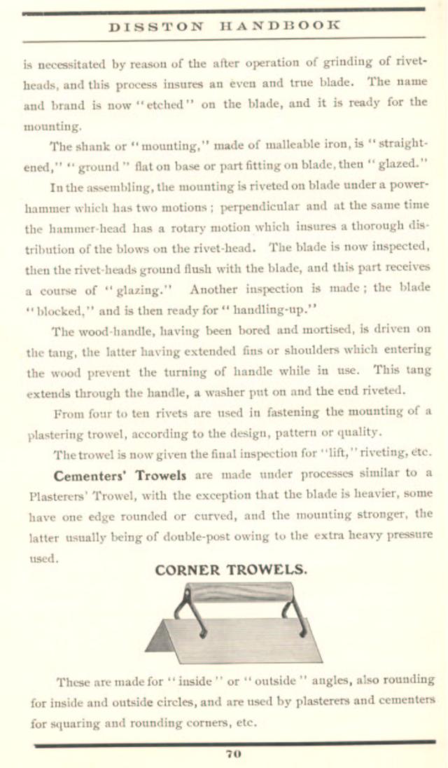 1912 Disston Cementer and Corner Trowels
