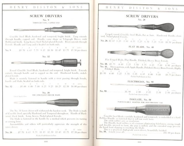Disston Screwdrivers 9, 32, 38, 20, 40, 95 