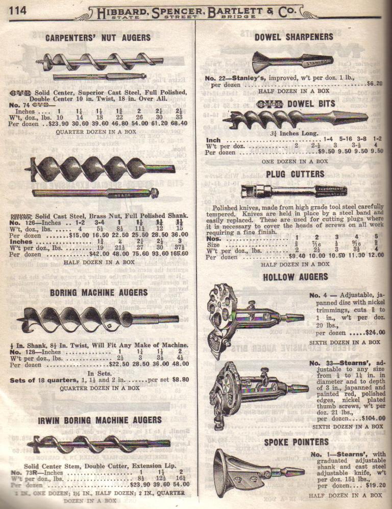 Hollow Auger, Spoke Pointer, Auger Bit