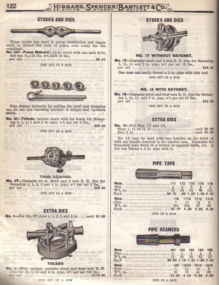 Stocks and Dies, Pipe Taps & Reamers