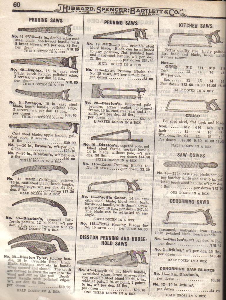 OVB, Disston, Pruning, Kitchen, Dehorning Saws
