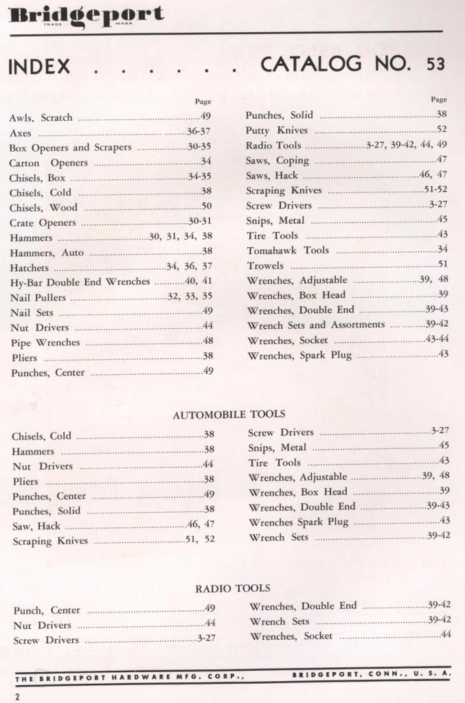 Bridgeport Index to #53 catalog page 2