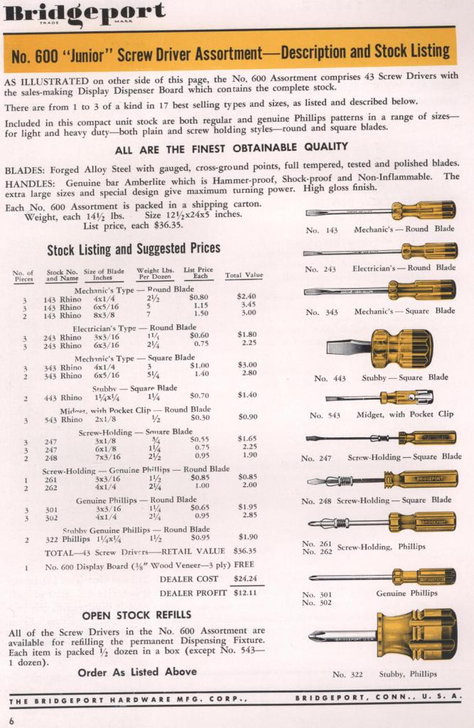 Bridgeport screwdrivers #53 catalog page 6 