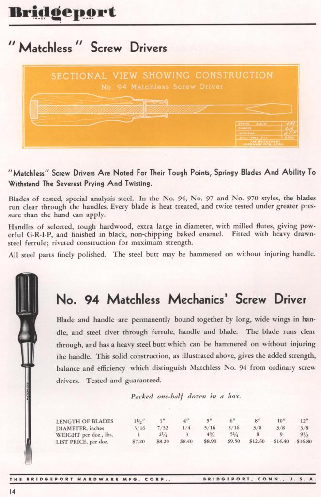Bridgeport screwdriver 1953 catalog page 14