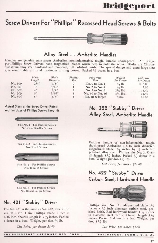 Bridgeport screwdriver 1953 catalog page 17