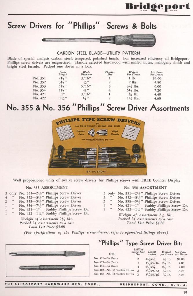 Bridgeport screwdriver 1953 catalog page 19