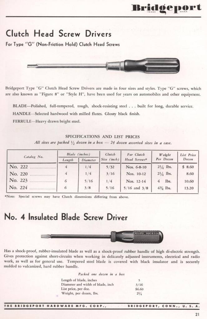 Bridgeport screwdriver 1953 catalog page 21
