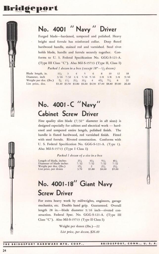 Bridgeport screwdriver 1953 catalog page 24
