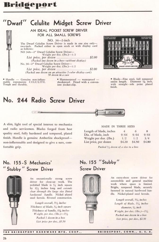 Bridgeport screwdriver 1953 catalog page 26
