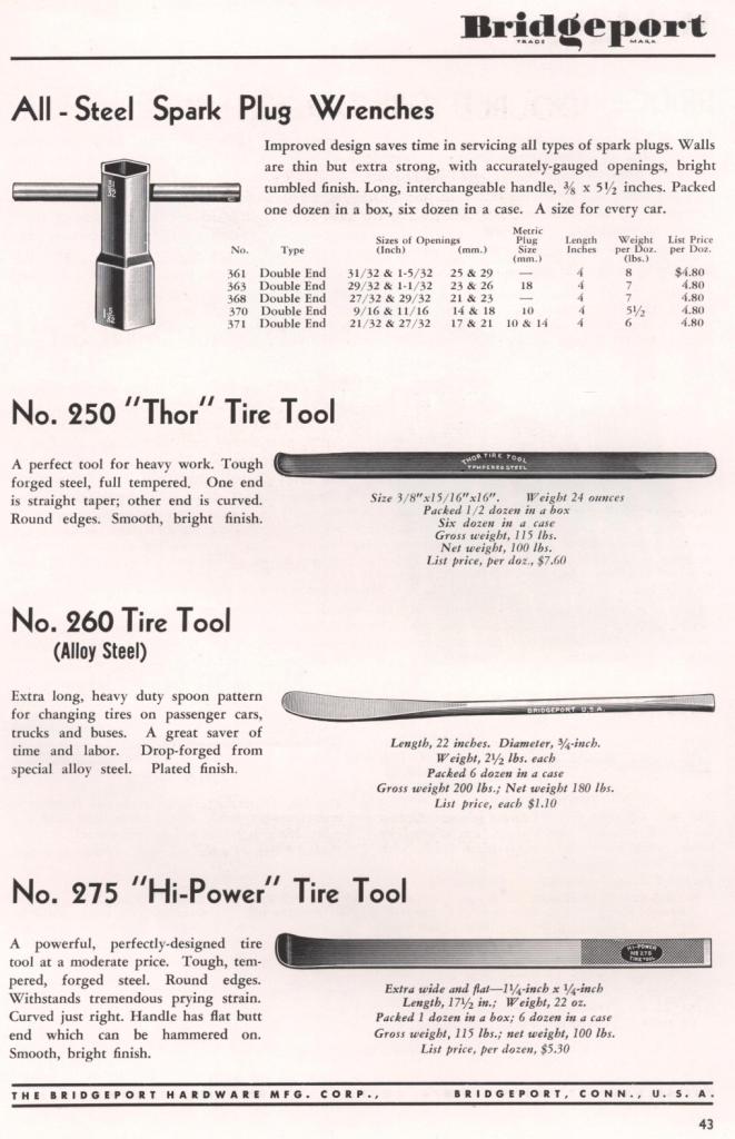 Bridgeport tire tool 1953 catalog page 43