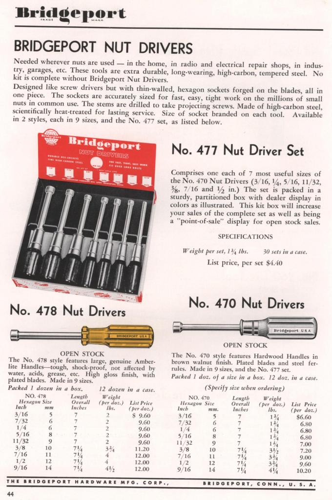 Bridgeport nut driver 1953 catalog page 44