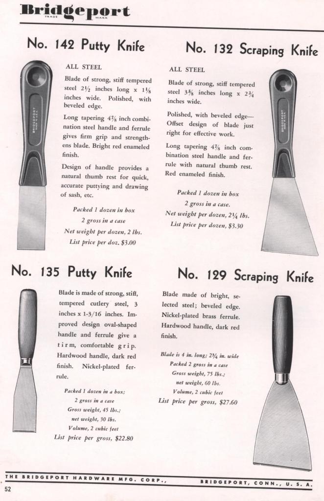 Bridgeport scraper and putty knife 132 142 135 129