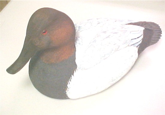 canvas back duck wooden decoy