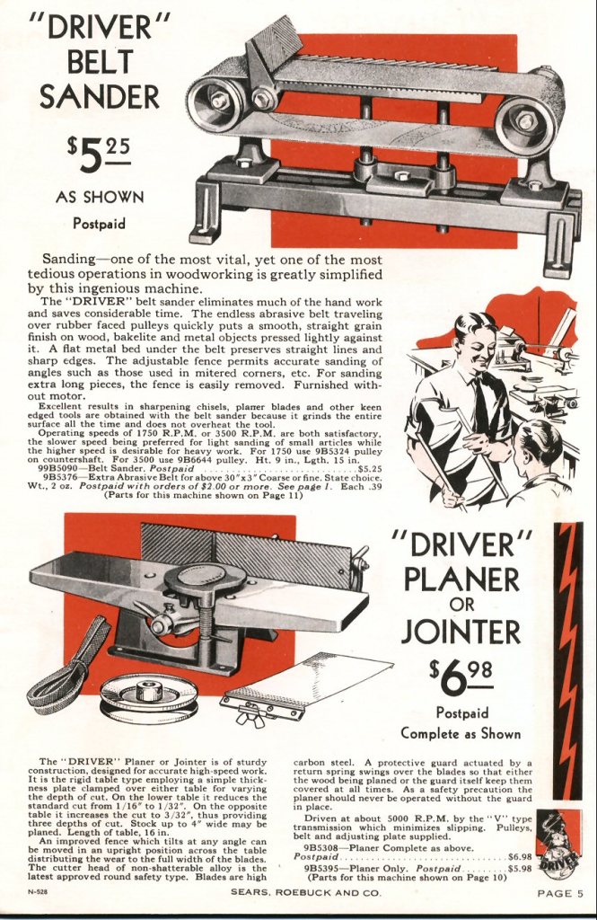 1931 Craftsman Belt sander planer joiner page 5