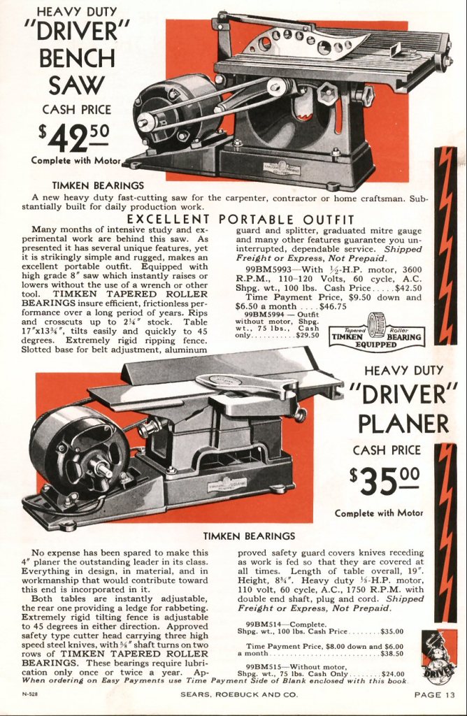 1931 Craftsman heavy duty saw and planer page 13