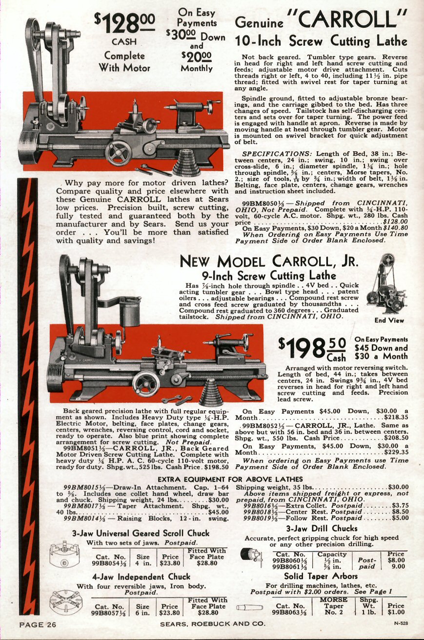 1931 Craftsman Carroll screw cutting lathe page 26