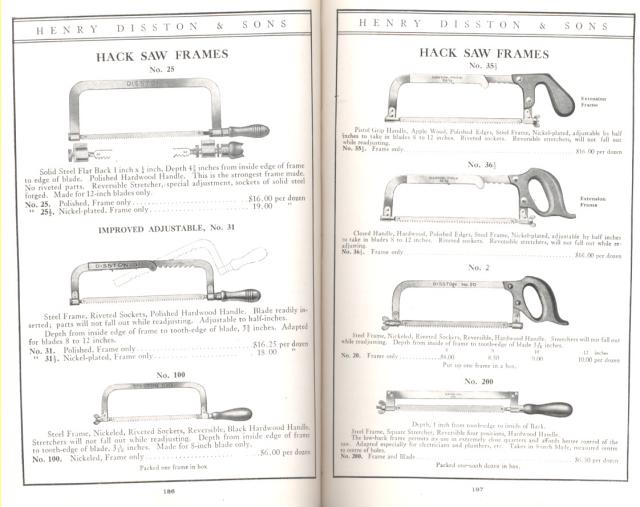 Disston Hack Saw Frames