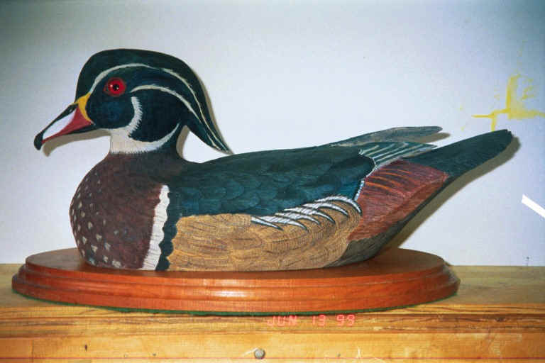 Duck wood decoy by Moose Stuthers