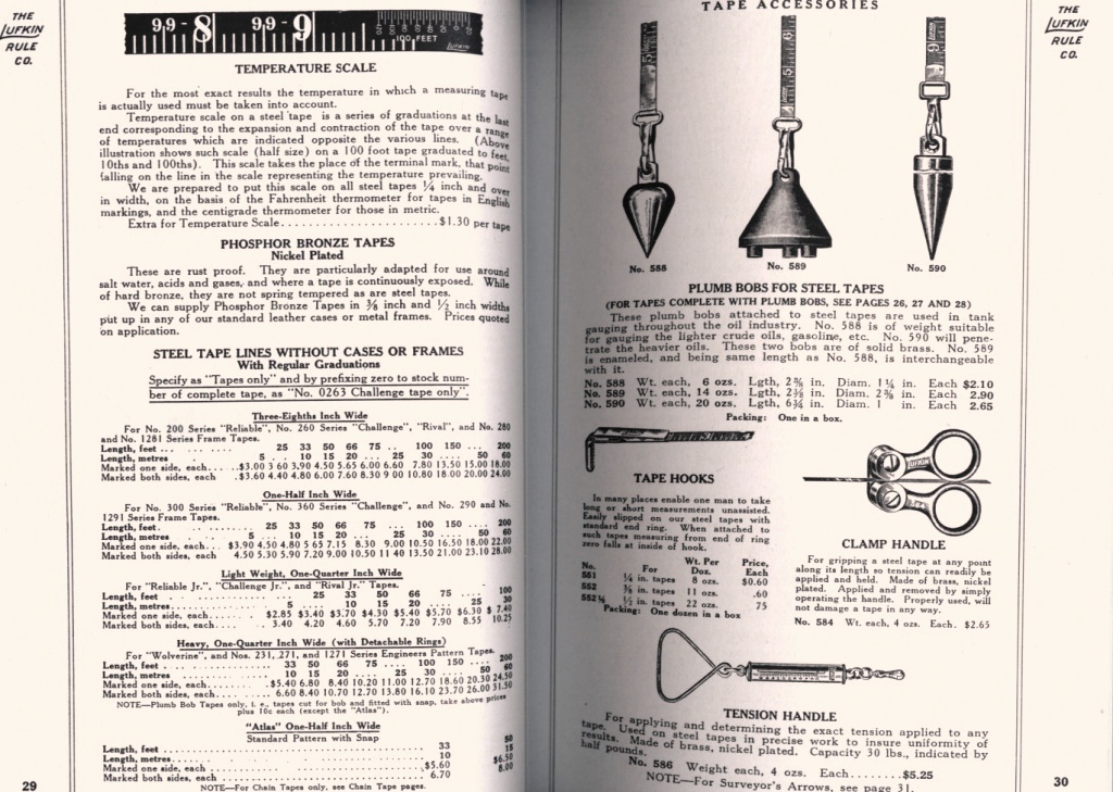 Lufkin Temperature Scale and Plumb Bobs