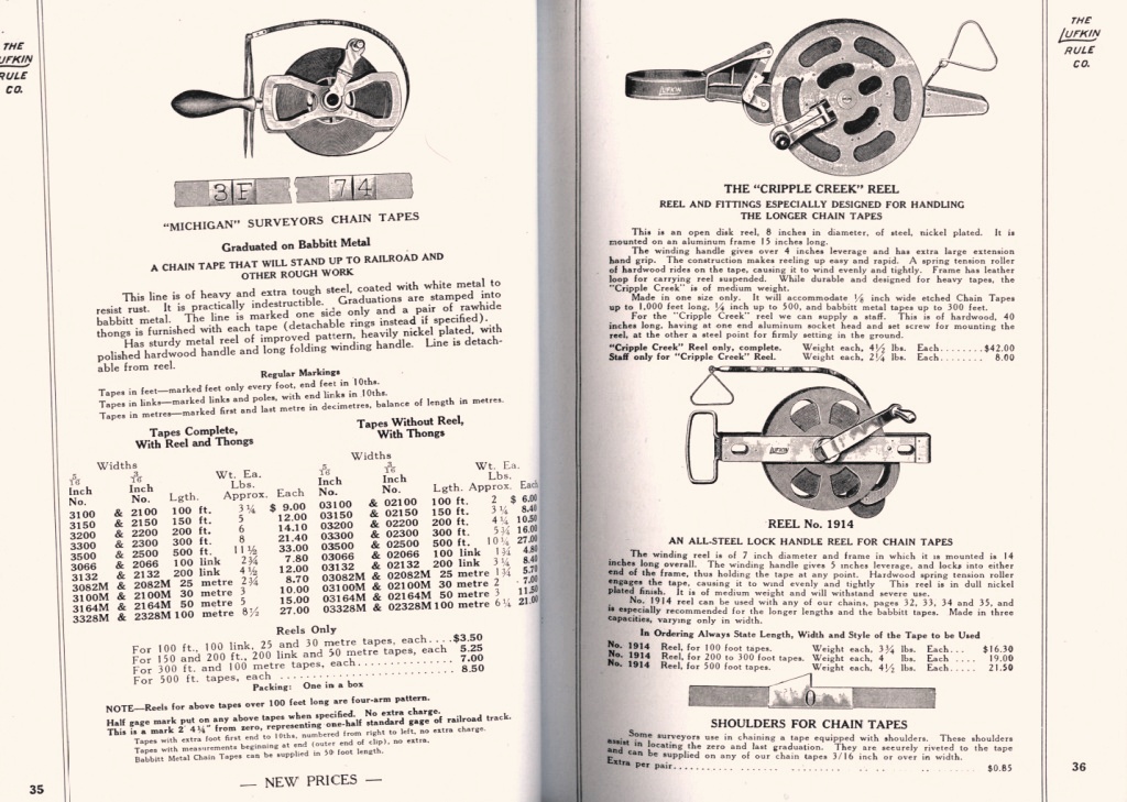 Lufkin Surveyors Chain Tape, Cripple Creek Reel 