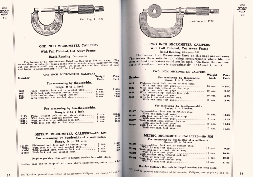 Lufkin One and Two Inch Micrometer Calipers