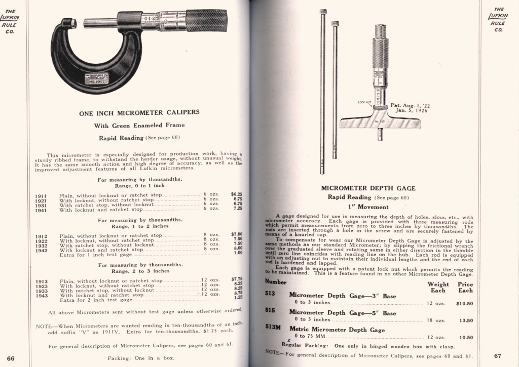Lufkin Micrometer Caliper and Depth Gauge