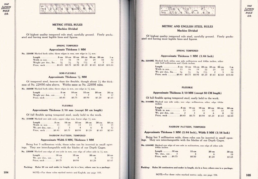 Lufkin Metric and English Steel Rules