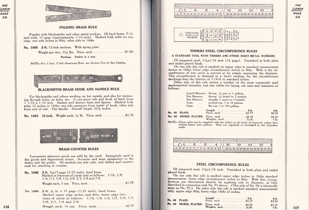 Lufkin Brass, Tinners and Circumference Rules