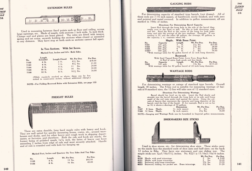 Lufkin Extension, Freight Rules and Gauging Rods