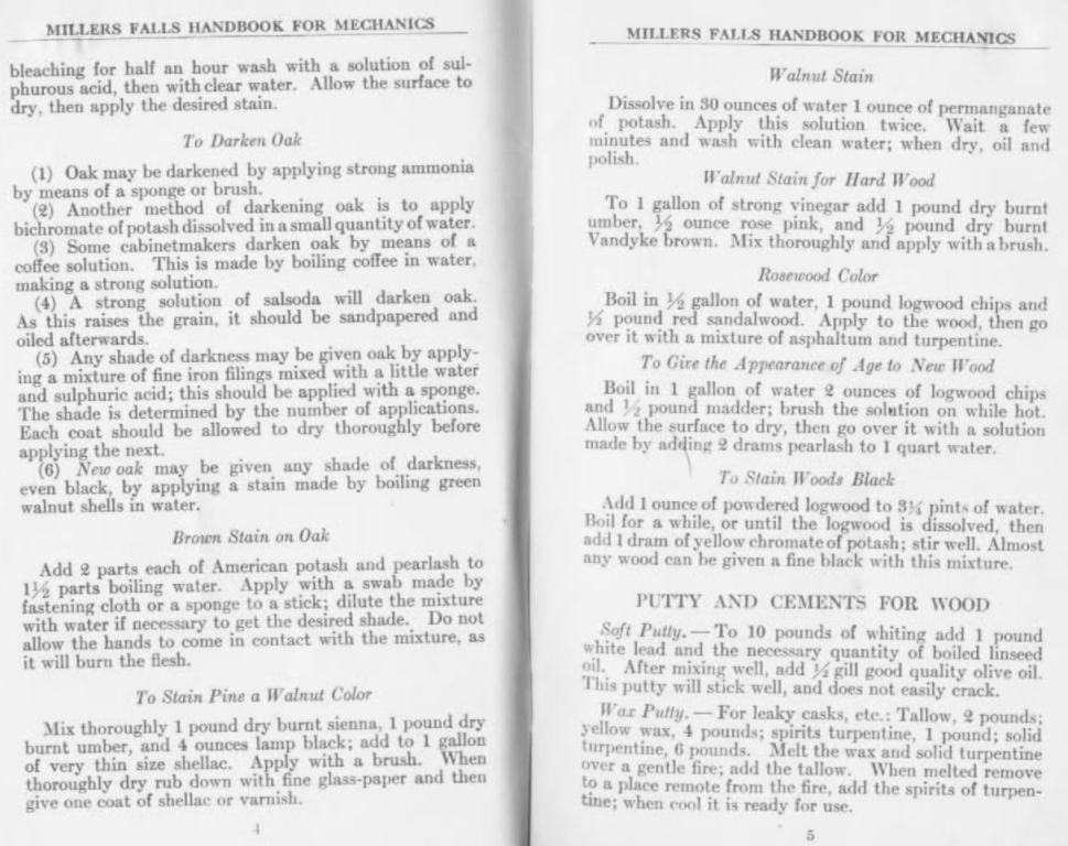 Millers Falls 1916 Staining Wood