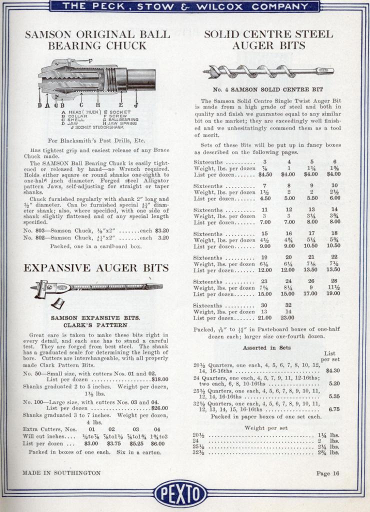 Sampson chuck, expansive bit, solid auger bits