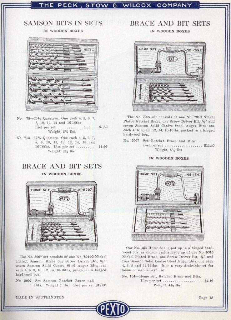1923 Sampson brace and bit sets catalog