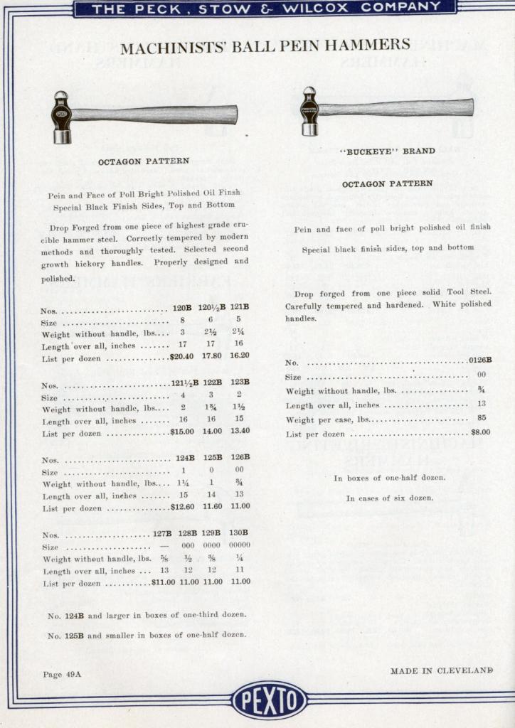 PEXTO Mahinists' Ball Pein hammer