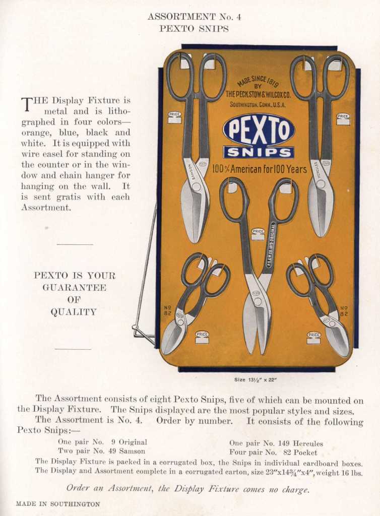 PEXTO Snips display ad for 1923