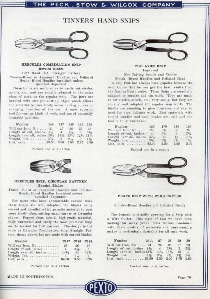 Tinners Hand Snips Hercules, Lyon and PEXTO