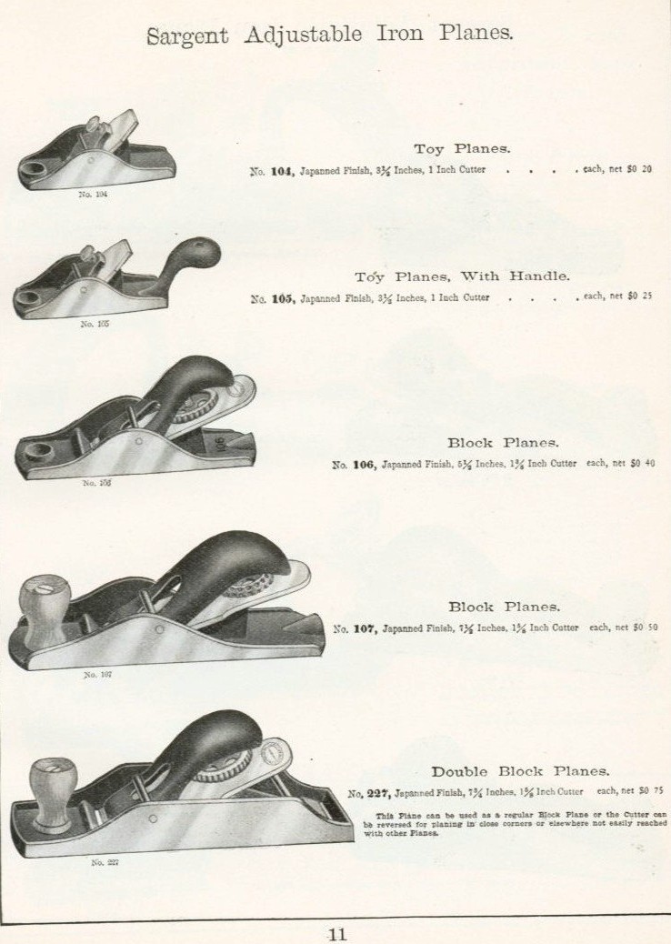 Sargent planes adjustable toy and block 1911