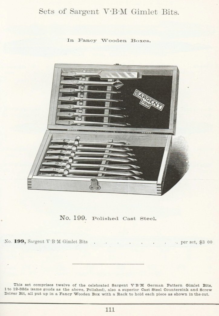 Sargent VBM Gimlet set # 199 from 1911 catalog