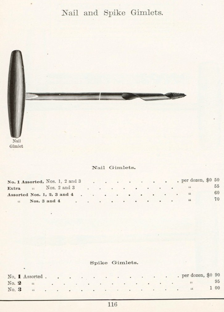 Sargent Nail and Spike Gimlet from 1911 catalog
