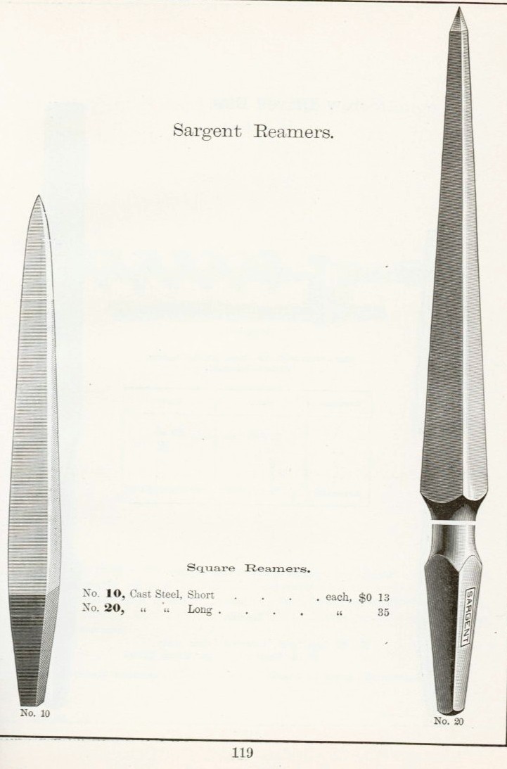 Sargent Reamers # 10 and 20 from 1911 catalog