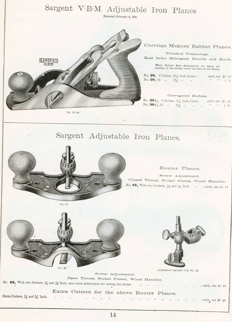 Sargent carriage maker and router planes 1911