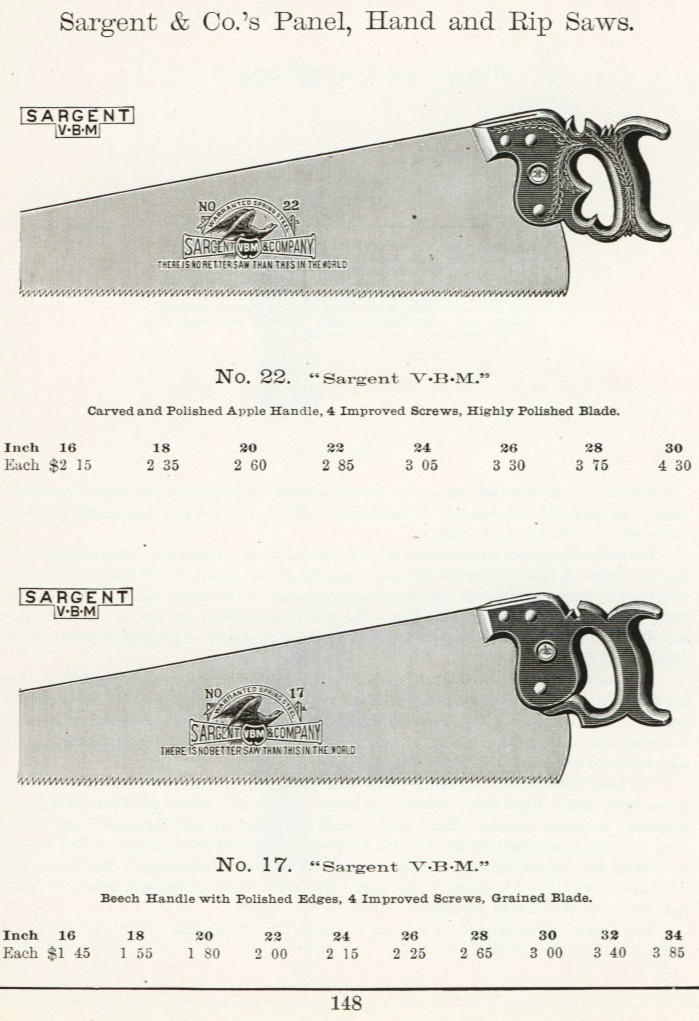 Sargent hand, panel and rip saw