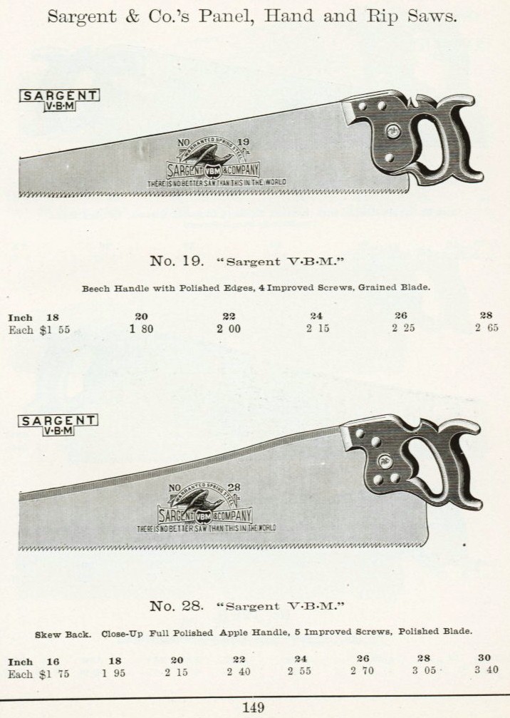 Sargent hand, panel and rip saw