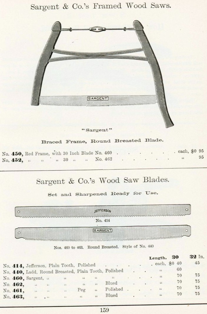 Sargent Framed wood saw and blades